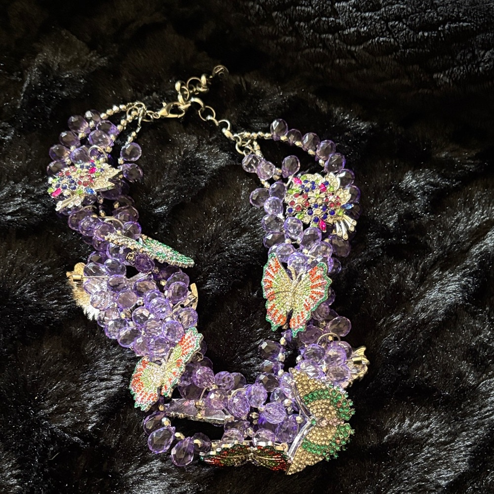 Vintage Sassy Jones Purple and Green Beaded Necklace